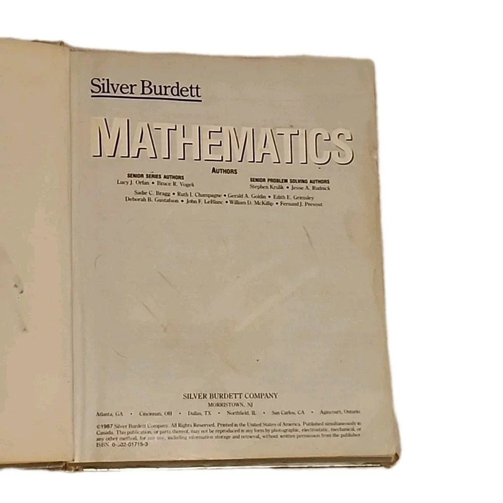 Silver Burdett Mathematics Hardback Textbook 1987 High School Math Class Vintage